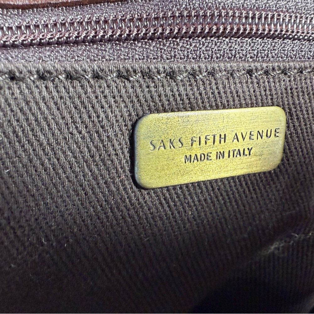 Saks Fifth Avenue Brown Leather and Suede Shoulder Bag - Picture 12 of 15